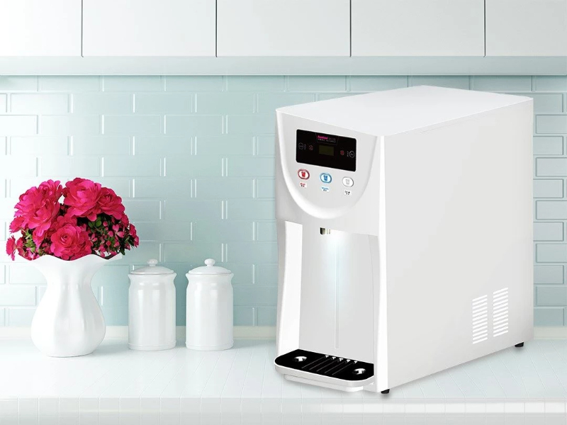 Trendy White Appliances Are In. Our Countertop Tri-Temperature Water Dispenser Keeps Your Family Healthy and Hydrated.